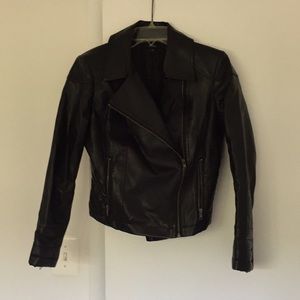 Black quilted leather jacket